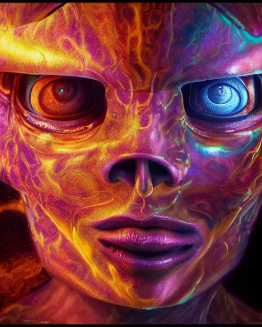 Prompt: portrait ultra dimensional master chief entity, accidentally tripping on dmt and acid, psychedelic experience, overwhelming psychosis of self realization and burning awakening, ultra high definition, unreal engine 5, hyperrealism, masterpiece composition, by casey weldon, barclay shaw 8 k photorealistic