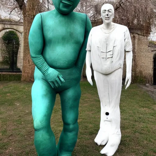 Image similar to oversized Jeff Koonz sculpture of Derek Acorah as a ghostly apparition