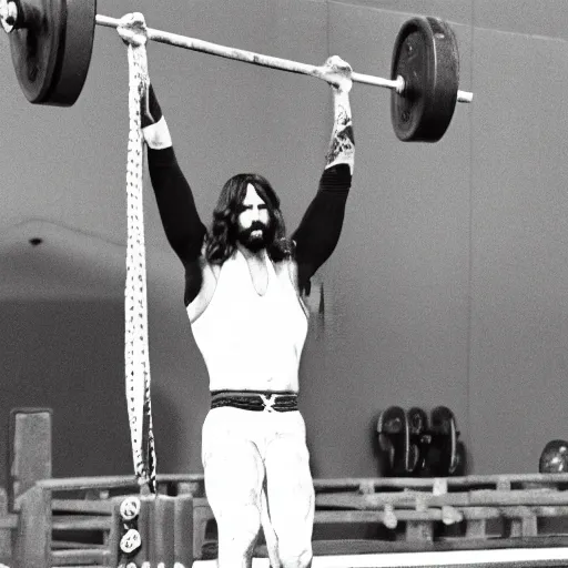 Prompt: Jesus doing crossfit