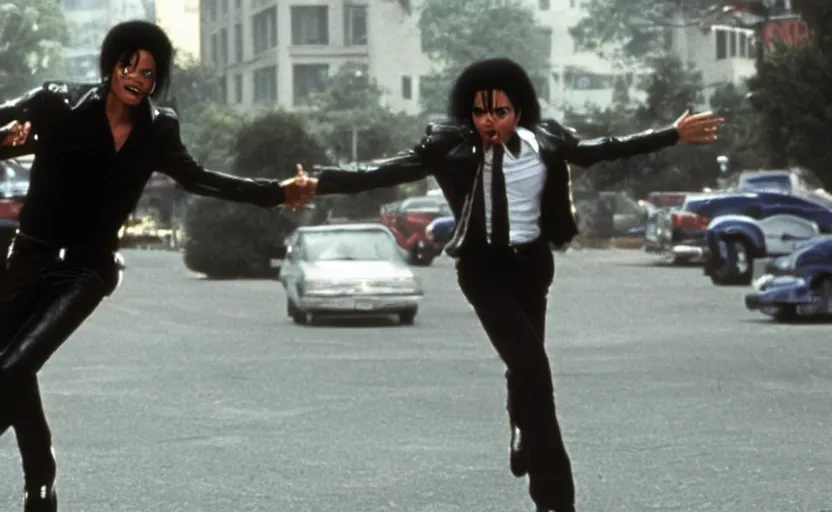 Image similar to michael jackson running after a alien in men in black