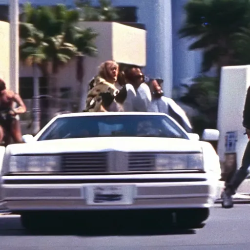 Image similar to Film still of 'Los Angeles Vice Squad' (1990). Epic car chase scene. Sigma 85mm f/1.4