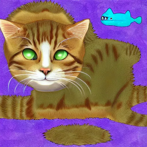 Prompt: a cat submarine chimera, digital art