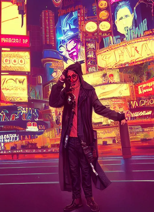 Image similar to 35mm kodak portra portrait of a shadowrun vampire on the Las Vegas strip at night by tomer hanuka and tom bagshaw, handsome face, hyper realism, high detail, octane render, 8k, trending on artstation, CGsociety, concept art