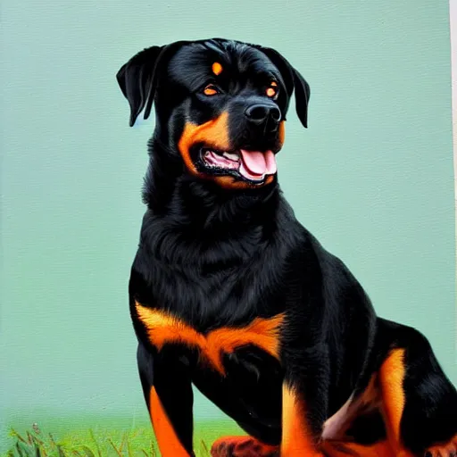 Image similar to rottweiler portrait rococo oil painting