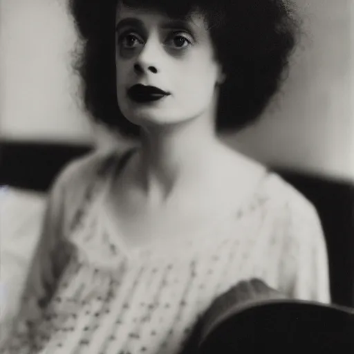 Prompt: dslr photo portrait still of young elsa lanchester, 8 5 mm, f 1. 8, by edvard munch