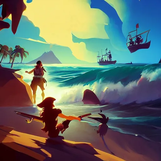 Image similar to painting treasure on sea of thieves game smooth median photoshop filter cutout vector, behance hd by jesper ejsing, by rhads, makoto shinkai and lois van baarle, ilya kuvshinov, rossdraws global illumination