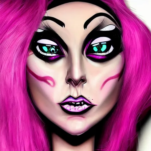 Prompt: “Lady Gaga in Monster High art style, hyper realistic highly detailed”