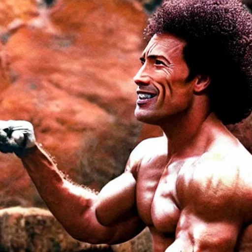 Prompt: Dwayne, the Rock, Johnson with an afro