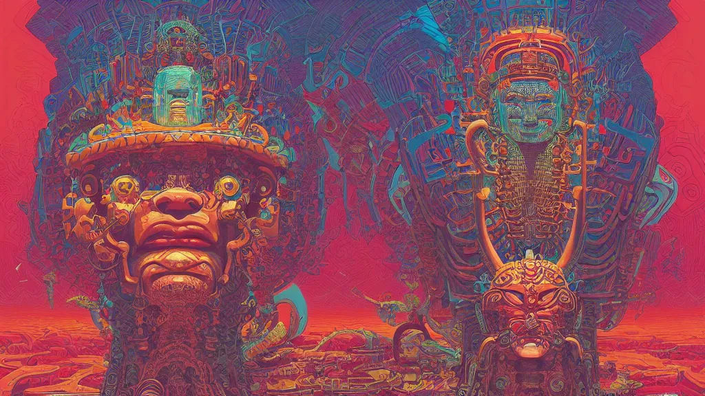 Image similar to highly detailed illustration of a mayan god by kilian eng, by moebius!, by oliver vernon, by joseph moncada, by damon soule, by manabu ikeda, by kyle hotz, by dan mumford, by kilian eng