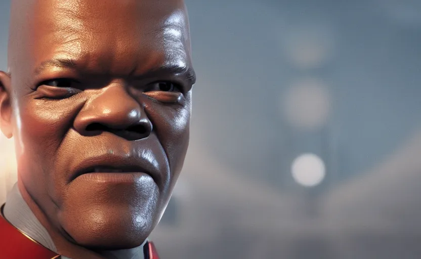 Image similar to Samuel Jackson in Star Trek, 4K UHD image, octane render,