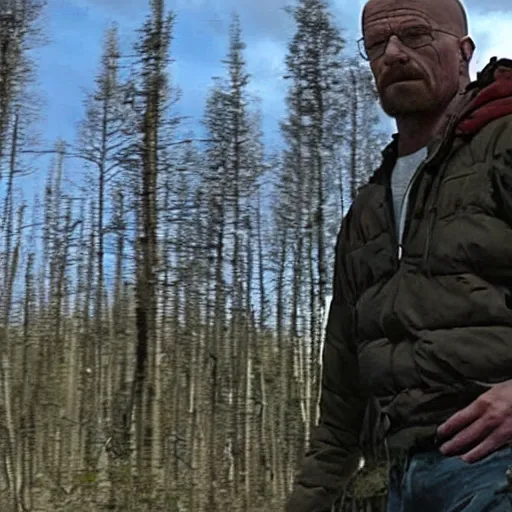 Prompt: walter white trail cam footage