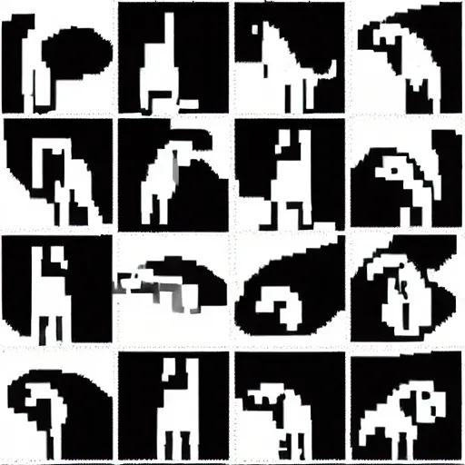 Image similar to an image with matrix of 2 x 2 blocks, each block is an animation sprite sheet image of a dog in the walking sequence, detailed game art, 3d render, artstation