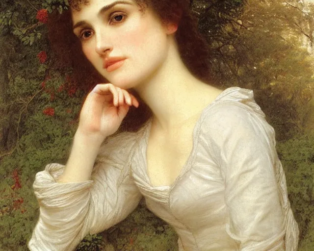 Image similar to portrait en buste of winona ryder winona ryder winona ryder kiera knightley in repose by Hughes Merle, by Pierre Auguste Cot, perfect detailed eyes, realistic fabric, abundant detail