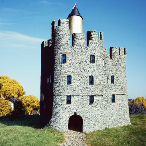 Prompt: Castle as a tiny home. Photographed with Leica Summilux-M 24 mm lens, ISO 100, f/8, Portra 400