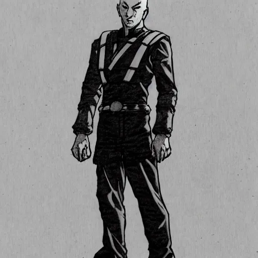 Prompt: Manga styled Jean Luc Picard, Yoji Shinkawa, hard drawing