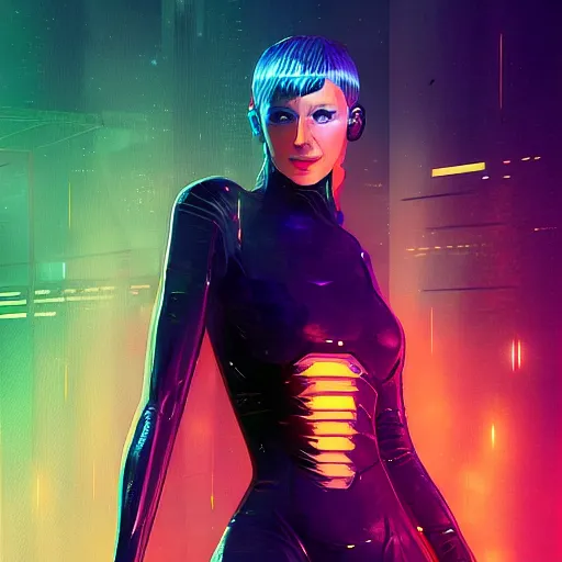 Prompt: portrait of a futuristic superhero, blade runner los angeles behind her, hd, 4k digital art, artstation