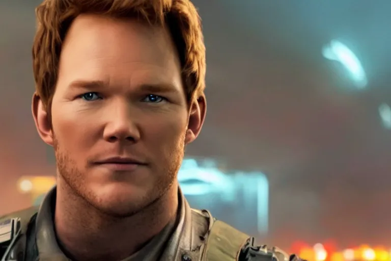 Image similar to live action film still of chris pratt as philip j. fry in the new sci - fi movie futurama