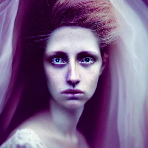 Image similar to portrait of a beautiful ghostly haunting female, depth of field, zeiss lens, detailed, symmetrical, centered, fashion photoshoot, by annie leibovitz and steve mccurry, david lazar, jimmy nelsson, breathtaking, 8 k resolution, extremely detailed, beautiful, establishing shot, artistic, hyperrealistic, beautiful face, octane render