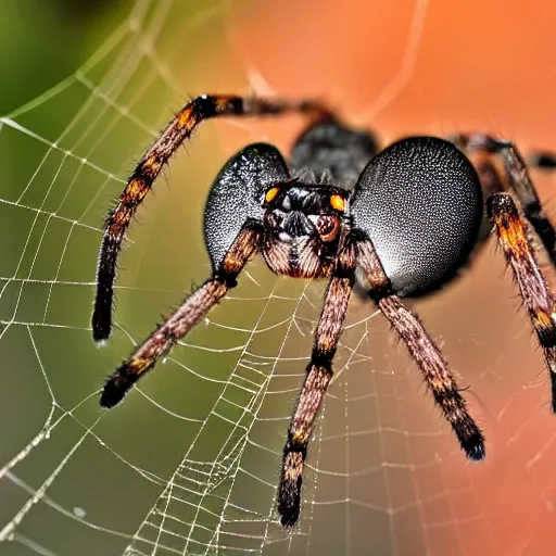 Image similar to award winning macro photography of a spider wrapping it's prey in its web