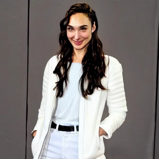 Prompt: Gal Gadot Wearing a White Jacket, Studio Ghibli