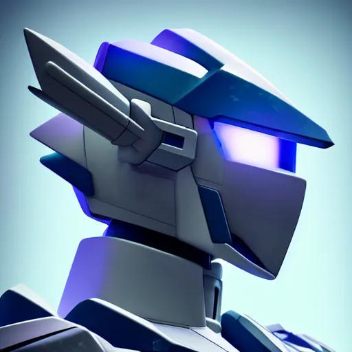 Image similar to gundam head, v - fin, octane render, soft light, mekka, behance, vector, highly detailed illustration, realistic, custom design, dribbble. com, by secondsyndicate studio,