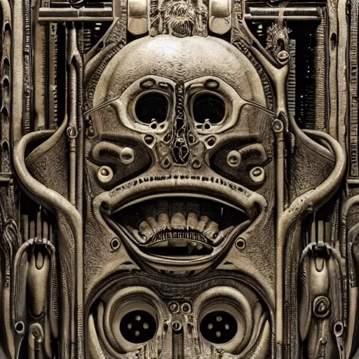 Image similar to 3 0 5 0 an embryo v 1 2 engine bas - relief dedigned by giger and otomo, in a baroque museum exhibit, intricate high details, sharp, ultradetailed