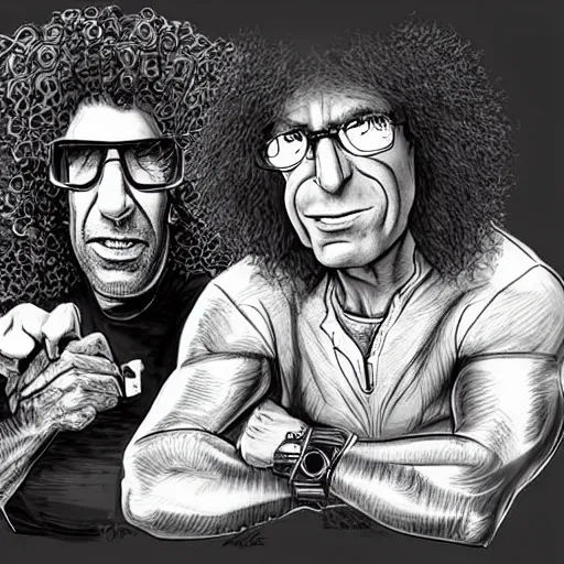 Image similar to Joe Rogan and Howard Stern as a cartoon, intricate, highly detailed, concept art, smooth, sharp focus, illustration, medium shot, mid-shot