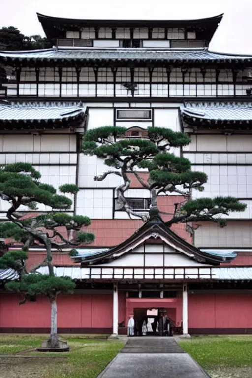 Image similar to a beautiful japanese high school with many ghosts and zombies and monsters at night