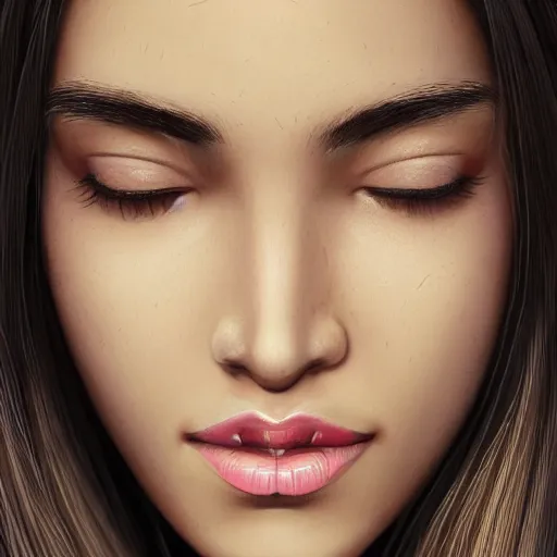 Prompt: a close up of beautiful Estefania Villegas perfect face, beauty spot by her left cheek, highly detailed, digital painting, artstation, concept art, smooth, sharp focus, illustration, art by Davinci, 8K,