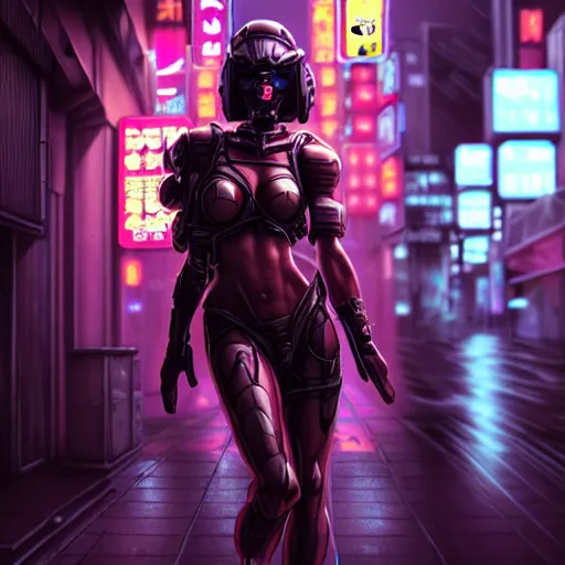 Prompt: An epic comic hyperrealistic painting of a cyber warrior girl, attractive, faces and details painted by WLOP, cyberpunk style color, heavy rainning at tokyo street night, neon lights all around, Matte painting, smoke, cinematic lighting, corona render, arnold render, movie concept art, 8k, RPG portrait, Concept world, rim lights, phtotrealistic, hdri