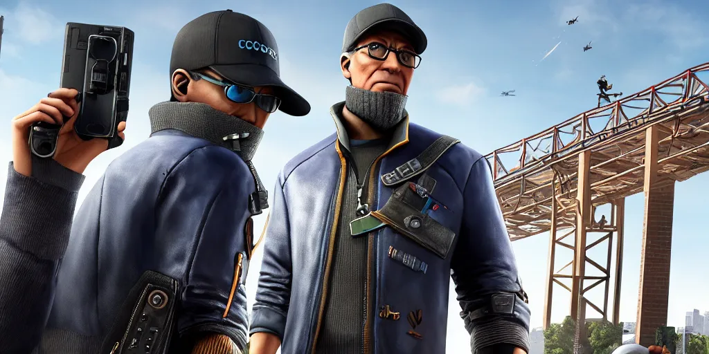 Prompt: tim cook as a watch dogs 2 character