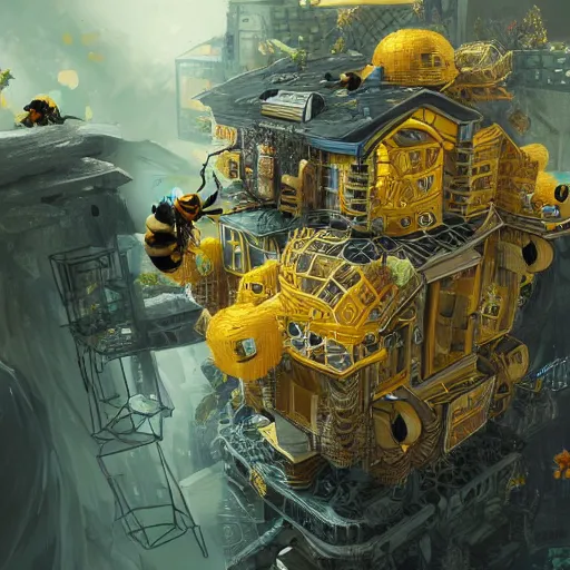 Prompt: bee home, hyper detailed, artstation, 8k