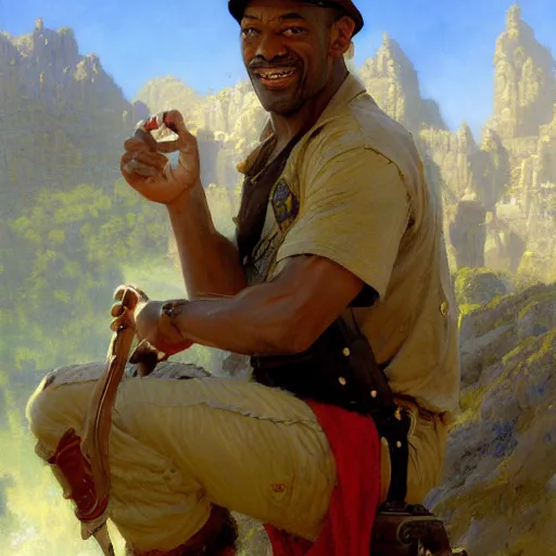 Prompt: carl johnson as super mario, highly detailed painting by gaston bussiere, craig mullins, j. c. leyendecker, 8 k