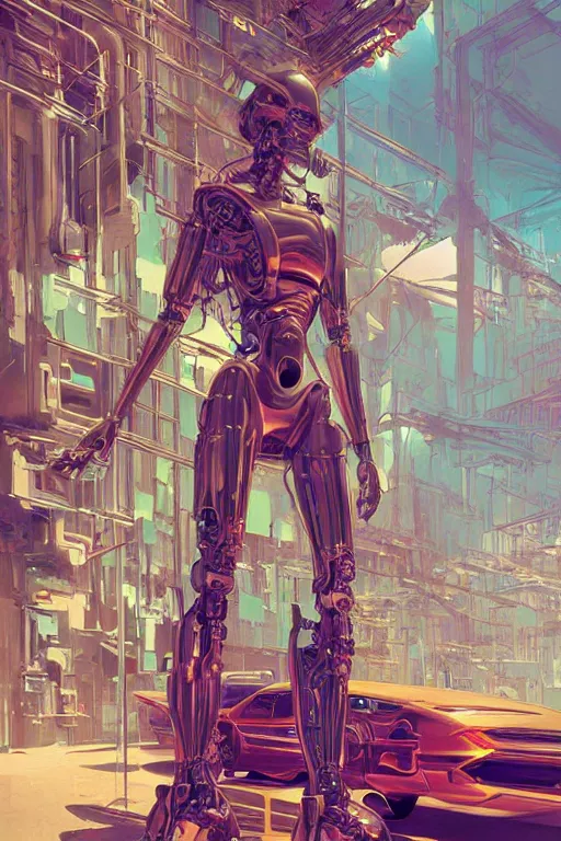 Image similar to the most amazing dream you ever had about beautiful woman transhumanism artificial intelligence singularity, hyper realistic, concept art, intricate, hyper detailed, smooth, syd mead, high contrast, neon, volumetric lighting, octane, raytrace, moebius