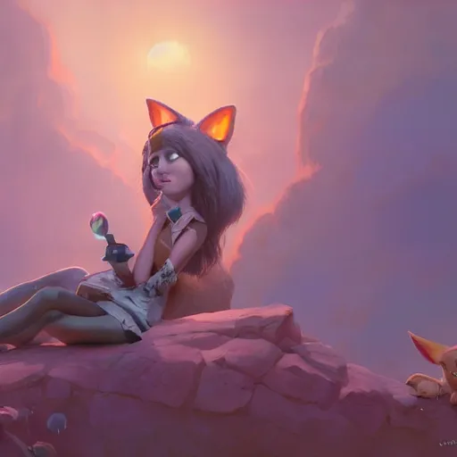 Image similar to catgirl fantasy, hd, volumetric lighting, 4 k, high detail, by jesper ejsing gediminas pranckevicius