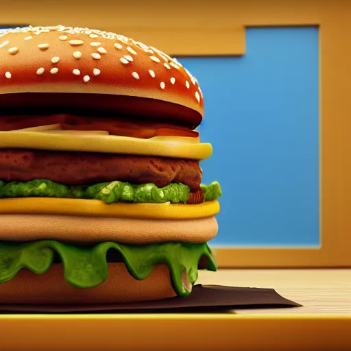 Image similar to blue McDonald's BigMac, 4k realistic photo