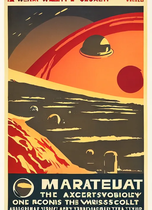 Image similar to WPA poster for the Martian colonies