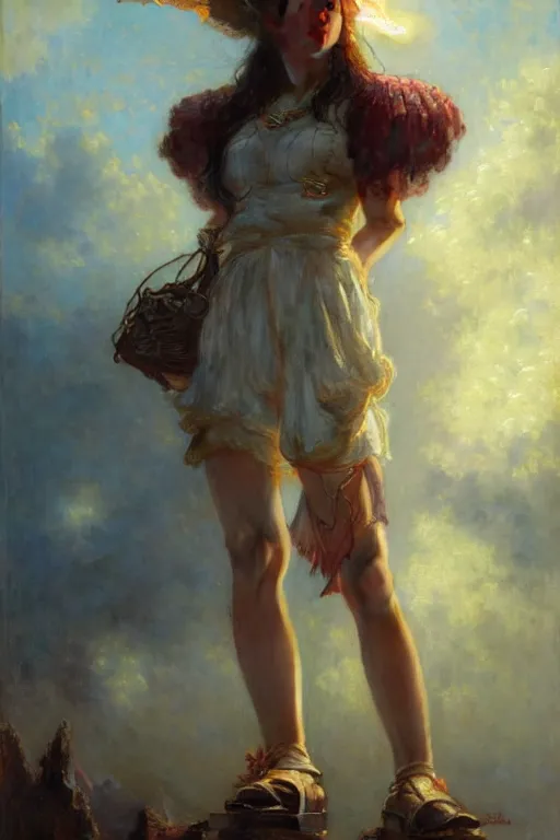 Image similar to a full body portrait of a good looking girl wearing cute outfit, high detail, cleary see face, by gaston bussiere, bayard wu, greg rutkowski, odd nerdrum, maxim verehin, realism, harsh lighting, dan dos santos, masterpiece, sharp focus, cinematic lightning