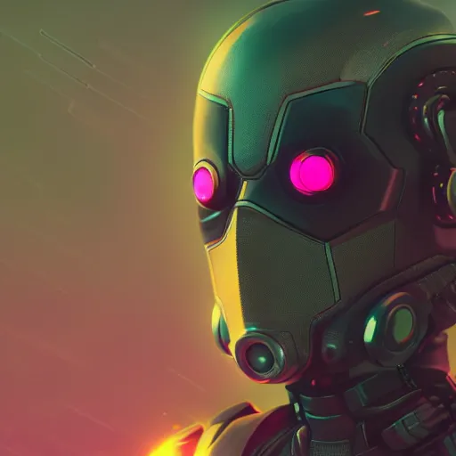 Image similar to cyberpunk concept cool deadpool warrior bot, cinema 4 d, galaxy, ufo, space sci - fi, wearing vr goggles, illustration, portrait, pastel neon textured background night, trending on artstation, greg rutkowski, octane rendered, 1 2 k, detailed,