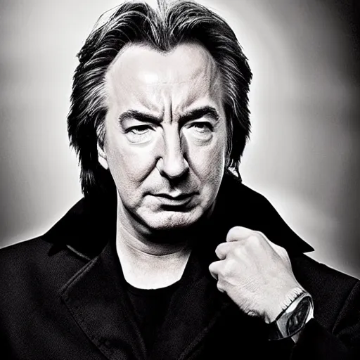 Prompt: Alan Rickman as Wolverine, portrait, photography