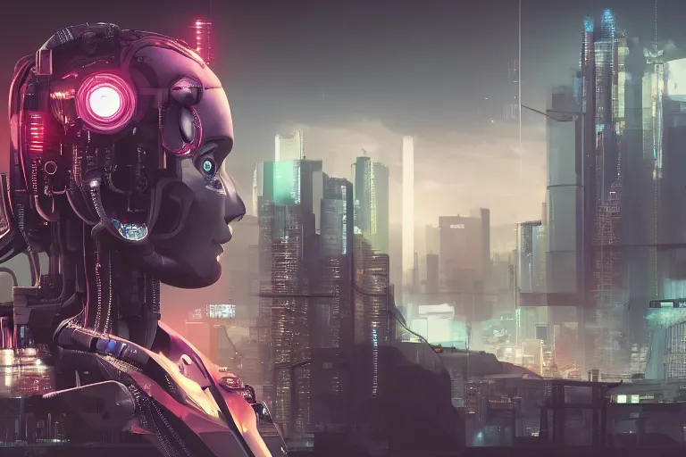 HD cyberpunk robot city wallpapers