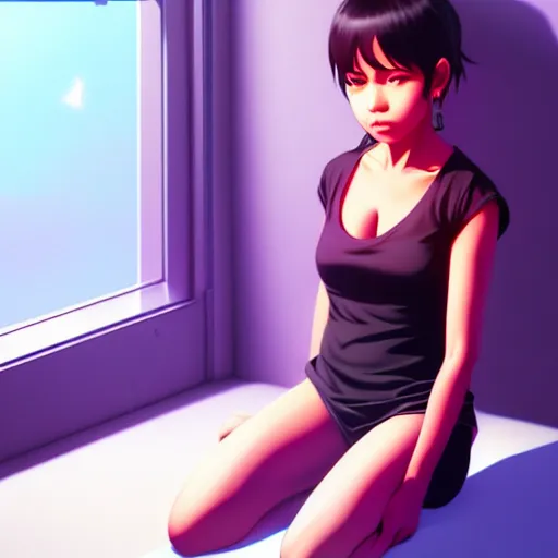Prompt: realistic render of jahy from jahy - sama did nothing wrong by ross draws, empty bedroom by ilya kuvshinov, digital anime art by ross tran, composition by sana takeda, lighting by greg rutkowski
