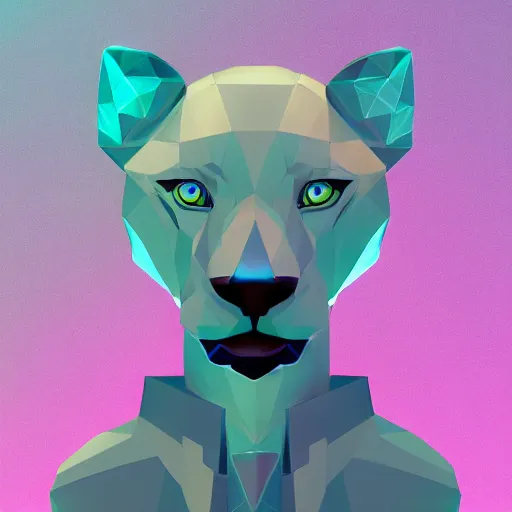 Prompt: aesthetic albino panther fursona portrait, commission of a anthropomorphic lion on fire, fursona wearing stylish clothes, winter armosphere, pastel simple art, low poly