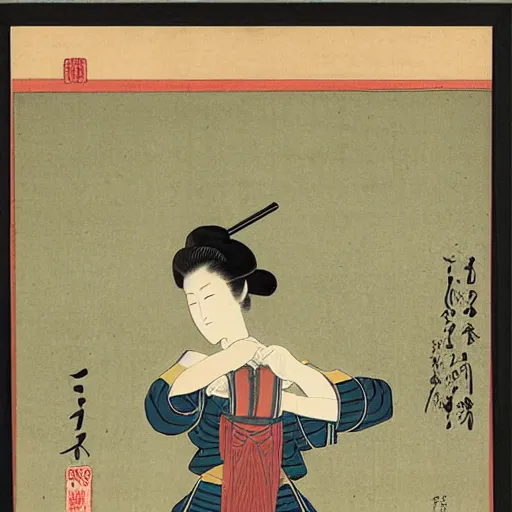 Prompt: portrait of a beautiful female ranger, upper body, ukiyo-e