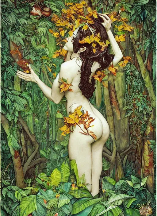 Image similar to lush mango forest fairy foliage painting carved in amber by chiara bautista and norman rockwell and greg rutkowski weta studio