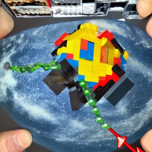 Image similar to giant asteroid hits earth, lego version,