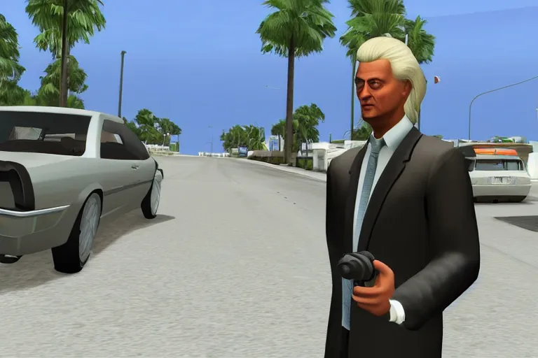 Image similar to geert wilders in grand theft auto vice city