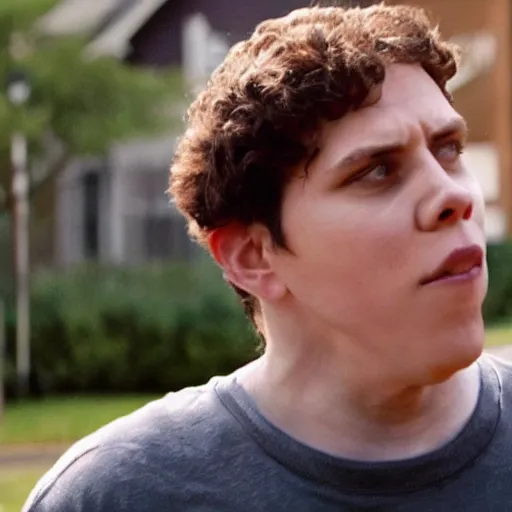 Image similar to Live Action Still of Jerma in Superbad, real life, hyperrealistic, ultra realistic, realistic, highly detailed, epic, HD quality, 8k resolution, body and headshot, film still