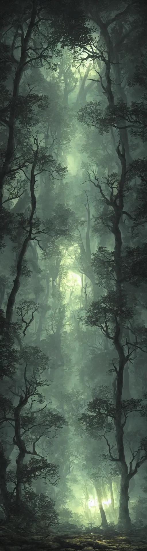 Image similar to nuclear explosion in the forest by gerald brom octane render, dynamic lighting