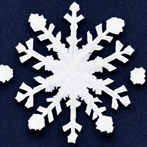 Image similar to close-up of an intricate snowflake against a navy backdrop